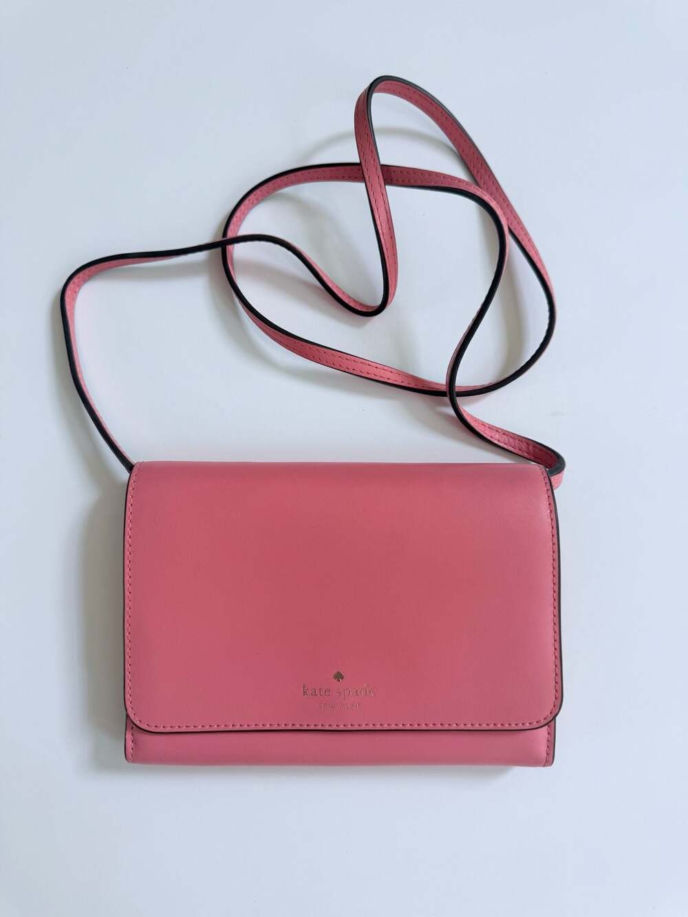 Kate Spade New York Pink Leather Crossbody Wallet Bag